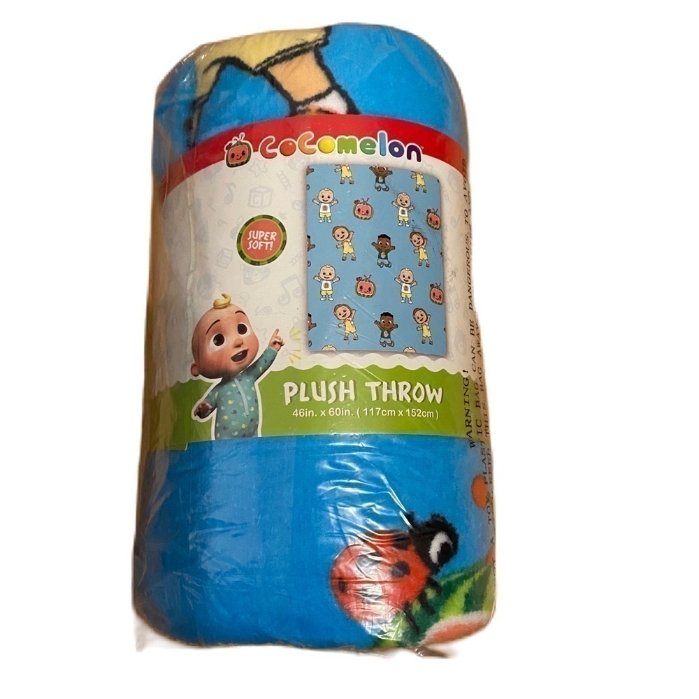 Cocomelon Plush Throw Blanket NEW 46x60” Blue